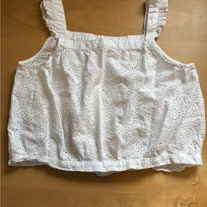 Abound White Eyelet Ruffled Tank